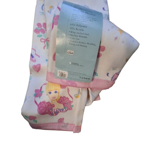 Beacon nwt vintage blanket Barbie Needlewoven twin full 70x90 USA nylon binding - Picture 2 of 3